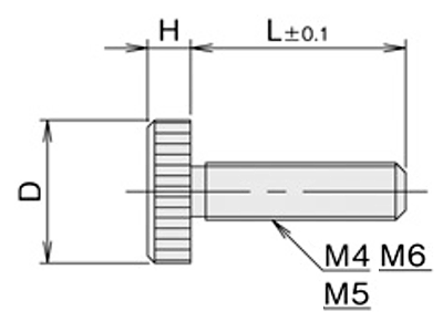 黄銅 ローレットツマミビス(低頭) / NB-UG (頭部 D12xH3)(ニッケルメッキ) 製品図面