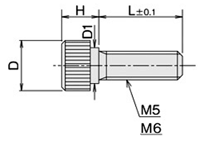 黄銅 ローレットツマミビス (段付) / NB-WD (頭部 D12xH10)(ニッケルメッキ) 製品図面