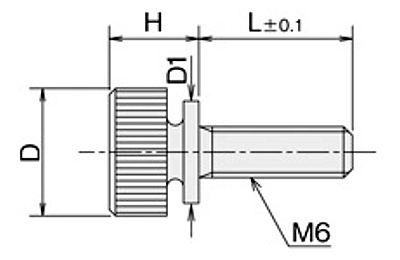 黄銅 ローレットツマミビス (ツバ付) / NB-ZC (頭部 D16xH9)(ニッケルメッキ) 製品図面