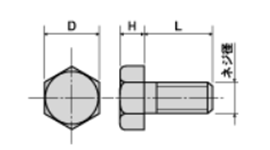 ポリカーボネート(樹脂製) 六角ボルト(透明)(PCBT) 製品図面