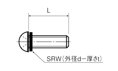 ピーク(樹脂製) ナベ頭セムス小ねじ P＝1 (シリコンゴム平座金組込)(PE-0000-SR) 製品図面