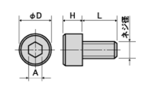PPS(樹脂製) 六角穴付きボルト(キャップスクリュー)(PSC-0000)(うす茶) 製品図面