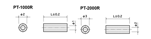 PTFE(フッ化樹脂) 半導体取付スペーサー PT-R (赤色) 製品図面