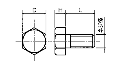 PVDF (樹脂製) 六角ボルト / PVBT-0000 (白色不透明) 製品図面