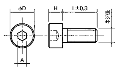 アルミナ セラミックス 六角穴付きボルト(キャップスクリュー) RAC-0000N (白色) 製品図面