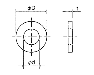 レニー(高強度ナイロン) 丸型平座金 (丸ワッシャー) RYW-0000-00B (黒色) 製品図面