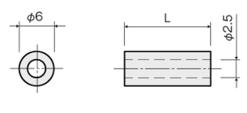 ジュラコン(POM) タッピンネジ用スペーサー(丸型)/TCR (乳白色) 製品図面