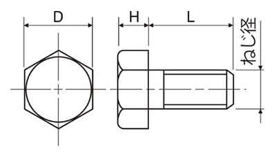 テフロン(樹脂製) 六角ボルト (TEBT) 製品図面