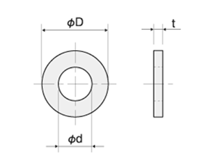 テフロン(PTFE・樹脂製) 平座金 (ワッシャー)(TT) 製品図面