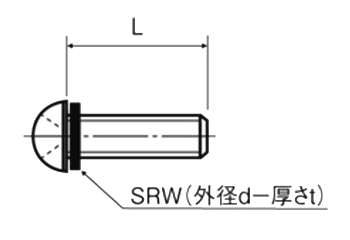 ステンレス SUS316L(A4)(+)ナベ頭セムス小ねじ (シリコンゴムワッシャー(SRW) 半透明 組込)(UM-SR) 製品図面