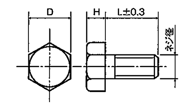 アルミナ セラミック 六角ボルト (RABT-N)(白色) 製品図面