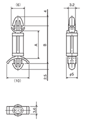樹脂(ナイロン66) ワンタッチスペーサー(YP)(はめ込みタイプスペーサー)(マックエイト) 製品図面