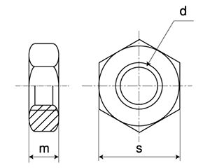 鉄 六角ナット(3種)(切削品)(極細目) 製品図面