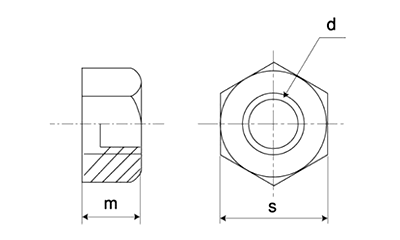 鉄 10割六角ナット(1種)(細目) 製品図面