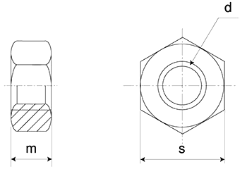 鉄 10割六角ナット(2種) 製品図面