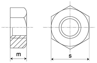 鉄 六角ナット 小形(1種)(インチ・ウイット) 製品図面