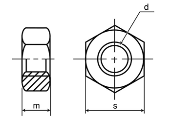 鉄 六角ナット 小形(2種) 製品図面
