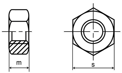 鉄 六角ナット 小形(2種)(細目) 製品図面