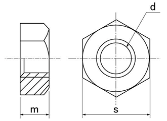 黄銅 六角ナット(1種)(ホーマー製) 製品図面