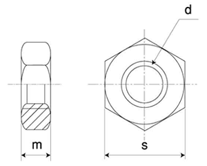 黄銅 六角ナット(3種)(切削) 製品図面