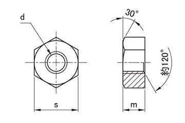 ステンレス 六角ナット(1種)(ミリネジ)(旧JIS) 製品図面