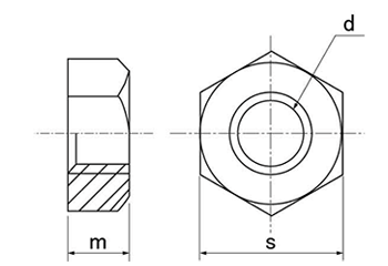 ステンレス 六角ナット 1種 左ねじ (ミリネジ) 製品図面