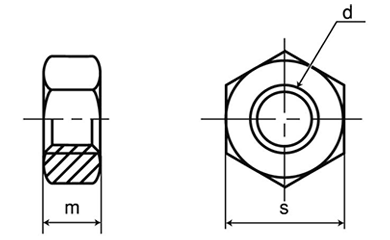 ステンレス 六角ナット (DIN934)(極細径サイズ)(ミリネジ) 製品図面