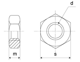 ステンレス 六角ナット(3種)(ミリネジ)(切削) 製品図面
