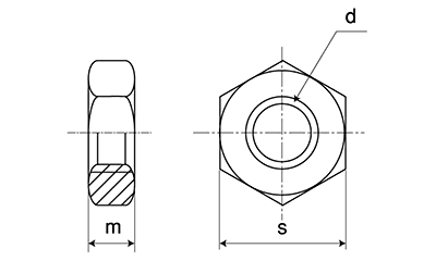 ステンレス 六角ナット(3種)(切削)(細目) 製品図面