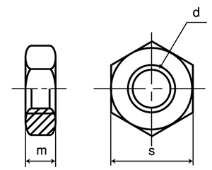 ステンレス 六角ナット(3種)(切削)(左ねじ)(細目) 製品図面