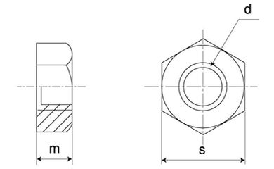 ステンレス 10割六角ナット 1種(インチ・ウイット) 製品図面