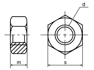 ステンレス 六角ナット 小形(2種)(ミリネジ) 製品図面