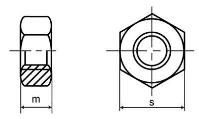 ステンレス 六角ナット 小形(2種)(細目) 製品図面