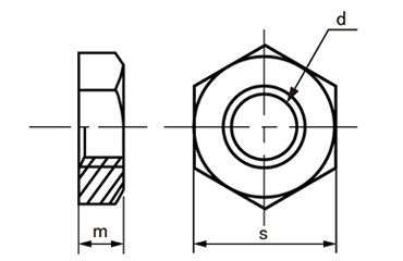 ステンレス 薄型六角ナット(特小形)(片面取品)(その他細目) 製品図面