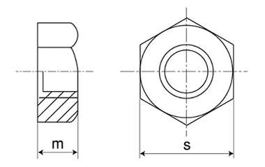 ステンレス 六角ナット(1種)(ミリネジ)(切削)(亀谷製) 製品図面