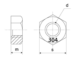 ステンレス 六角ナット 1種 (細目)(輸入品) 製品図面