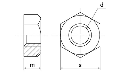 ステンレス SUS410 六角ナット(1種)(ミリネジ) 製品図面