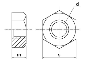 鋼 S45C(H)六角ナット(1種) 製品図面