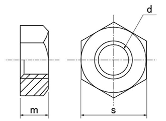 鋼 S45C(H)六角ナット(1種)(その他細目) 製品図面