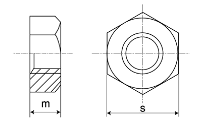 鋼 S45C(H)六角ナット(1種)(切削品)(その他細目) 製品図面