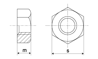 鋼 S45C(H)六角ナット(1種)(切削品)(極細目) 製品図面