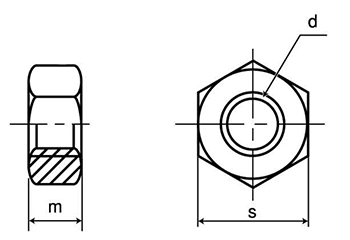 鋼 S45C(H) 六角ナット(UNFユニファイ細目ねじ) 製品図面