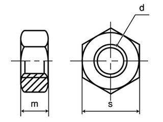 鋼 S45C(H)六角ナット(2種) 製品図面