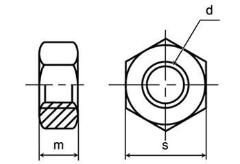鋼 S45C(H)六角ナット(2種)(細目) 製品図面