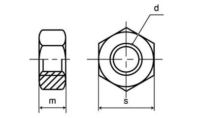 鋼 S45C(H)六角ナット(2種)(細目)(その他細目) 製品図面