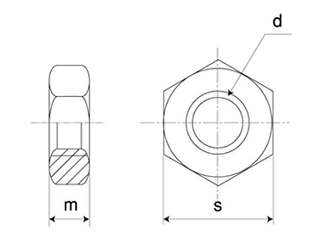 鋼 S45C(H)六角ナット(3種)(細目) 製品図面