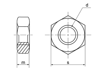 鋼 S45C(H)六角ナット(3種) 左ねじ 製品図面