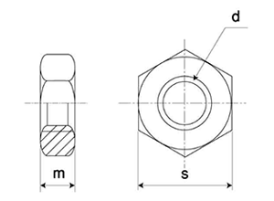 鋼 S45C(H)六角ナット(3種)(切削品)(オーバータップ品) 製品図面