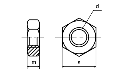 鋼 S45C(H)六角ナット(3種)(左ねじ)(細目)(切削品) 製品図面
