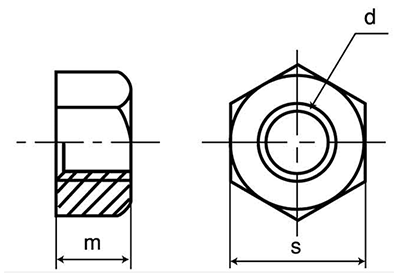 鋼 S45C(H)六角ナット(1種)(10割)(その他細目) 製品図面
